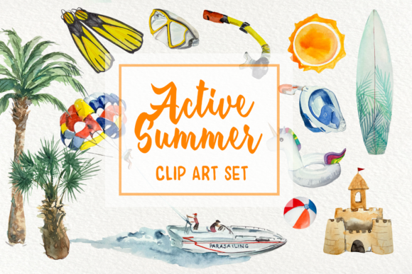 Active Summer Watercolor Illustrations for Blog & Editorial Design