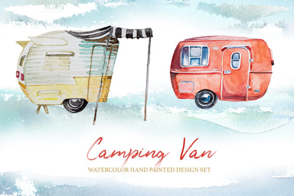 h1Watercolor Camping Van Illustrations Set for Creative Design Projects/h1