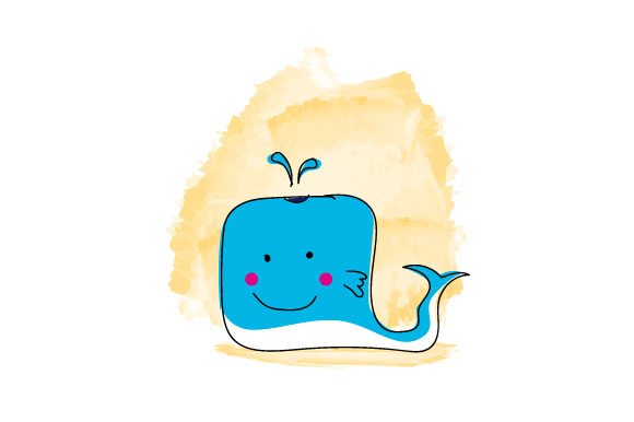 Hand Drawn Watercolor Cartoon Whale Illustrations for Branding and Creative Projects