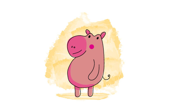 Hand Drawn Watercolor Hippopotamus: A Fresh Illustration for Local Branding