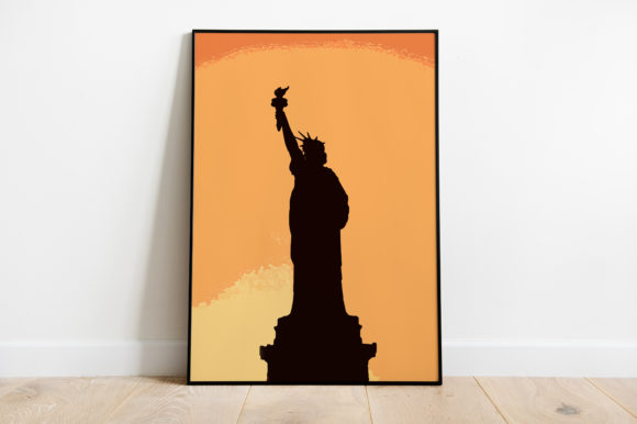 Silhouette Statue of Liberty Watercolor Illustrations