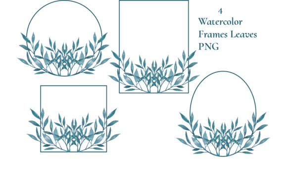 Watercolor Blue Frames Leaves: A Versatile Illustration for Real Crafting