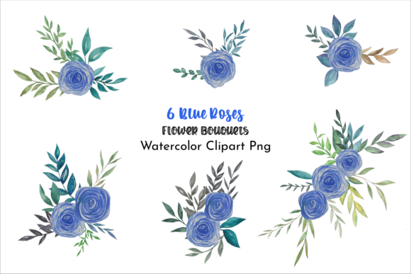 Watercolor Blue Roses Flower Bouquets Illustration: A Brand Designer’s Review for Marketing Use