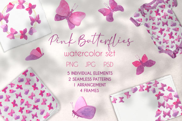 Watercolor Butterflies Cute Clipart Set Review