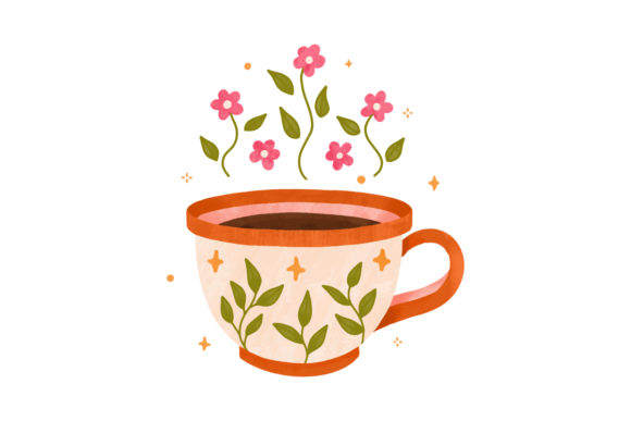 Watercolor Cup Tea Coffee Floral Pattern Review