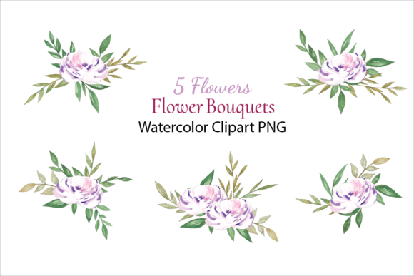Watercolor Flower Bouquets Clipart & Illustrations