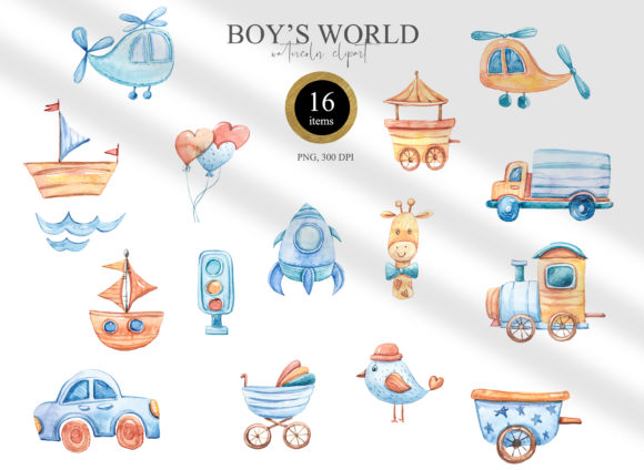 Watercolor It's a Boy Clipart for Nursery Illustrations