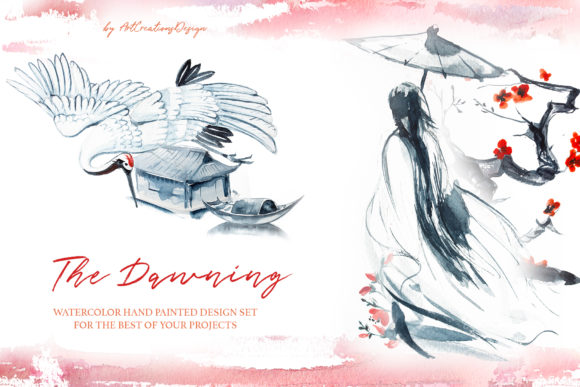 Watercolor the Dawning Design Set – Soft, Elegant Illustrations for Crafters & Etsy Sellers