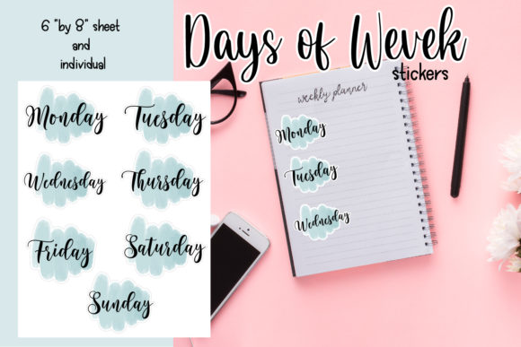 Watercolor Week - Printable Stickers: A Niche Illustration Bundle for Creative Sellers